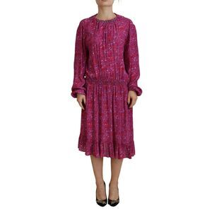 Dsquared² Fuchsia Stars Embellished Long Sleeves Women's Dress